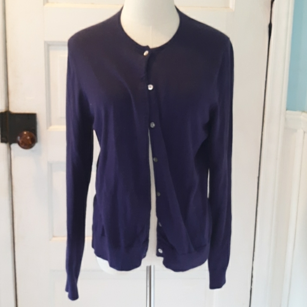 Lands end plum purple medium cardigan
